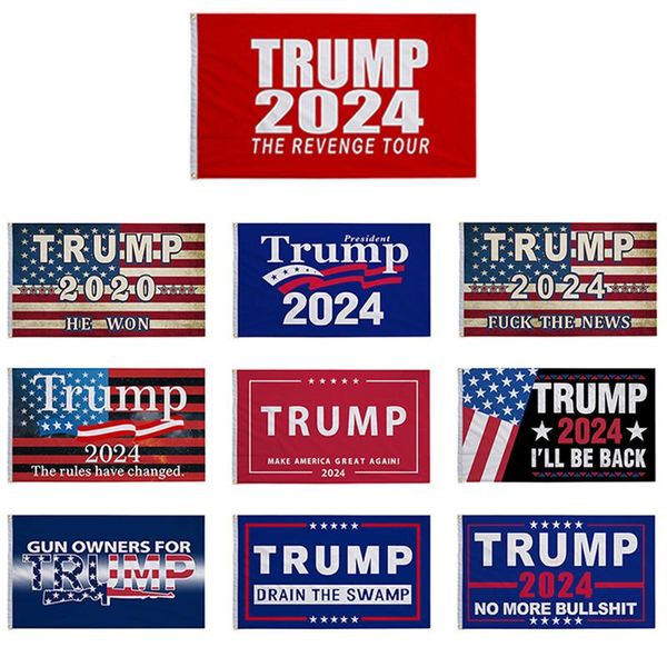 IN MAGAZZINO 3*5 FT Trump Flag 2024 Bandiere elettorali Donald The Revenge Tour 150*90cm Banner Spedizione veloce