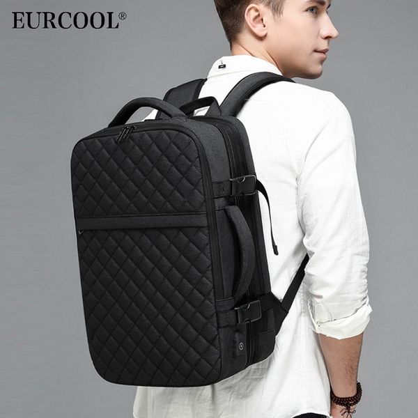 

backpack eurcool 2021 travel men expandable 12cm multifunctional bag fit 15.6 inch lapbackpacks male mochila n1811-7