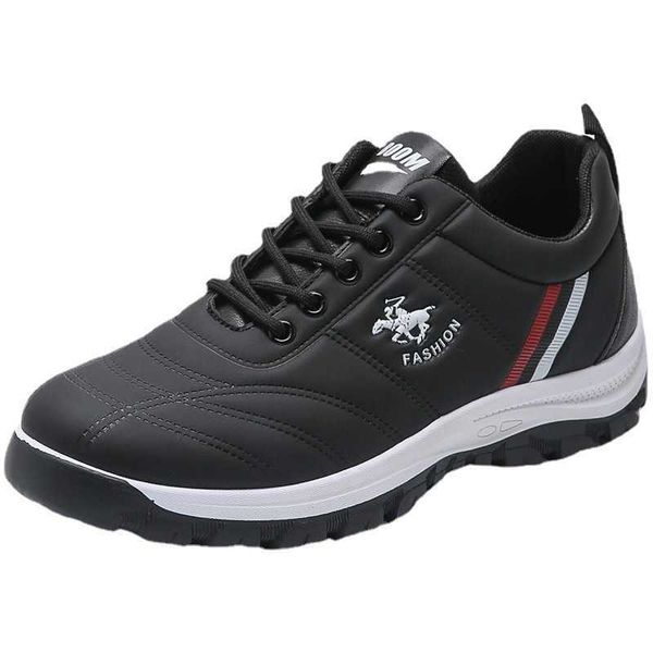 

men's shoes autumn 2021 leather fashion men's running comfortable sports, Black