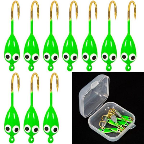 

fishing hooks 10pcs/box ice metal jigs heads winter jigging barbed super sharp lures jig hook for walleye