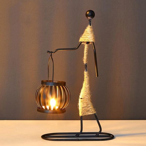

candle holder, wrought iron candlestick in woman shaped, romantic and warm, vintage solid, portable decorative holders