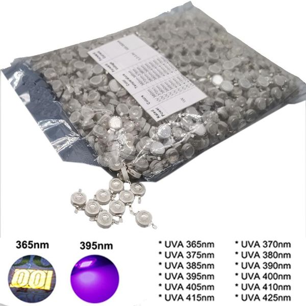 Contas leves 1-50pcs 3W UV Purple LED Ultraviolet Bulbs lascas de lâmpadas 365nm 375nm 380nm 385nm 395nm 400nm 405nm 410nm 420nm de altura