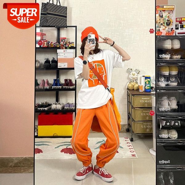 

wang bang strikes reflective sports pants women's loose-fitting casual are thin and loose b-style #c82a, Black;white