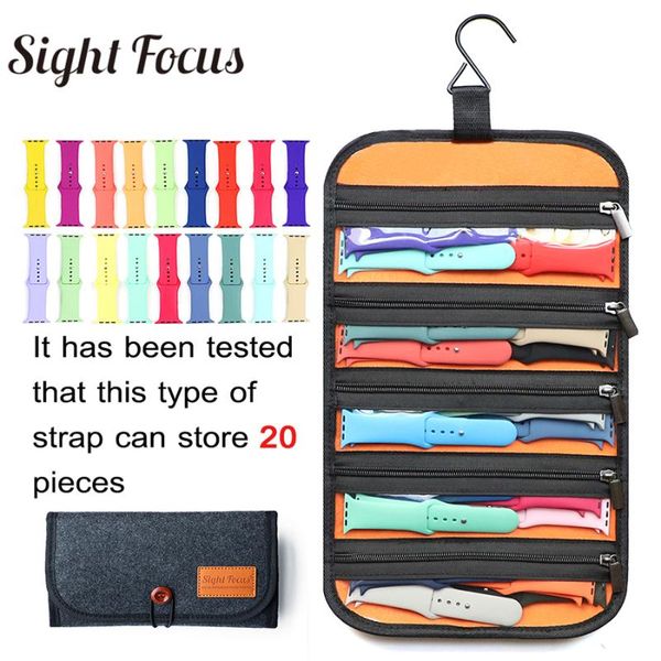 

watch boxes & cases sight focus travel hanging organizer band box strap case pouch storage bag felt, Black;blue