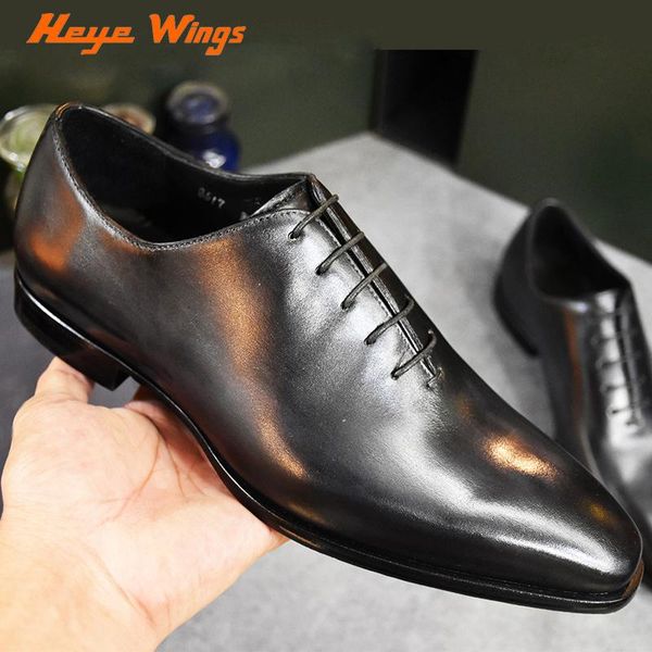 

hand soild colour made goodyear welted craft men's dress shoes, Black