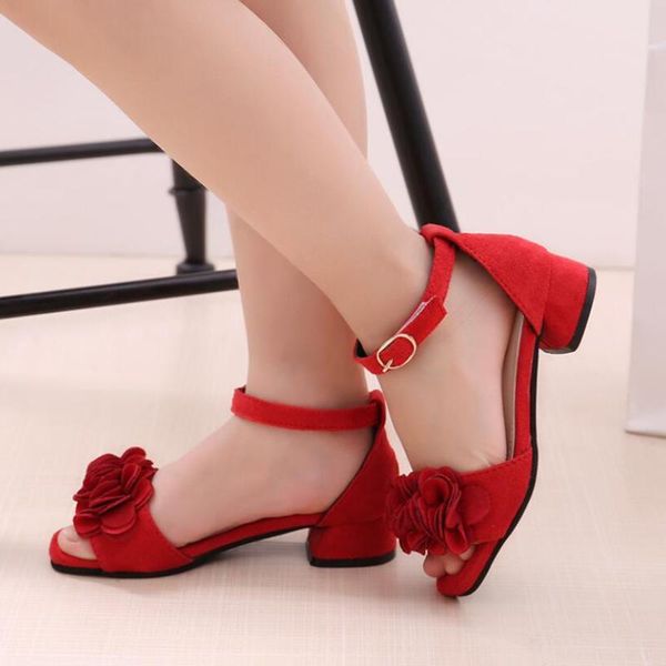 

sandals 2021 kids leather shoes girls wedding dress children princess for casual dance flat, Black;red