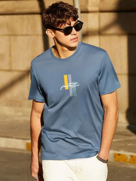 

men letter & geo print tee 25fp#, White;black