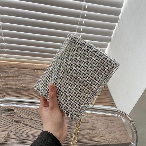 

evening bags 2021 summer mini handbags korean version diamond-studded one-shoulder diagonal small square bag rhinestone chain clutch