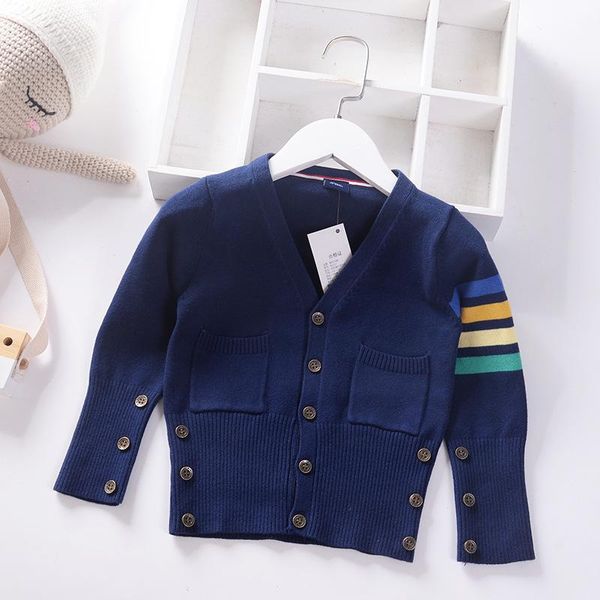 

cardigan buttons boys girls sweaters kids cardigans children's clothing knitted wear, Blue