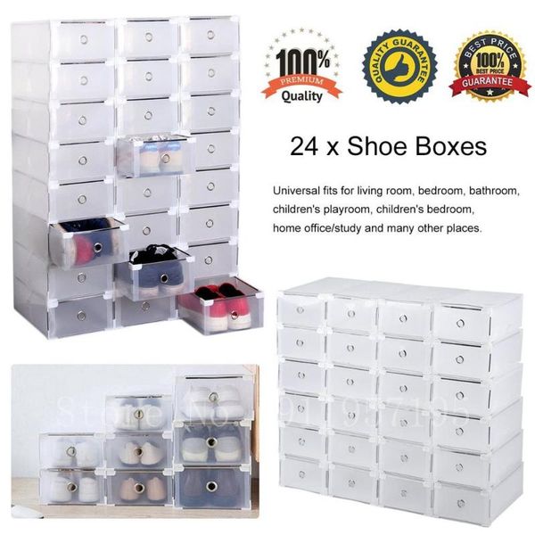 

clothing & wardrobe storage 24pcs foldable plastic shoe boxes universal home organizer stackable drawer transparent holding box