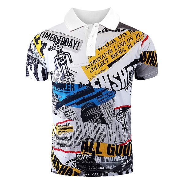 

newspaper stitching men's 3d printing t-shirt visual impact party shirt punk goth round neck american muscle style short sleeves, White;black