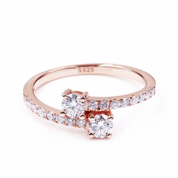 

tianyu gem 4mm round moissanite egagement rings silver 925 classic jewelry women finger fanshion trendy gold plated band cluster, Golden;silver
