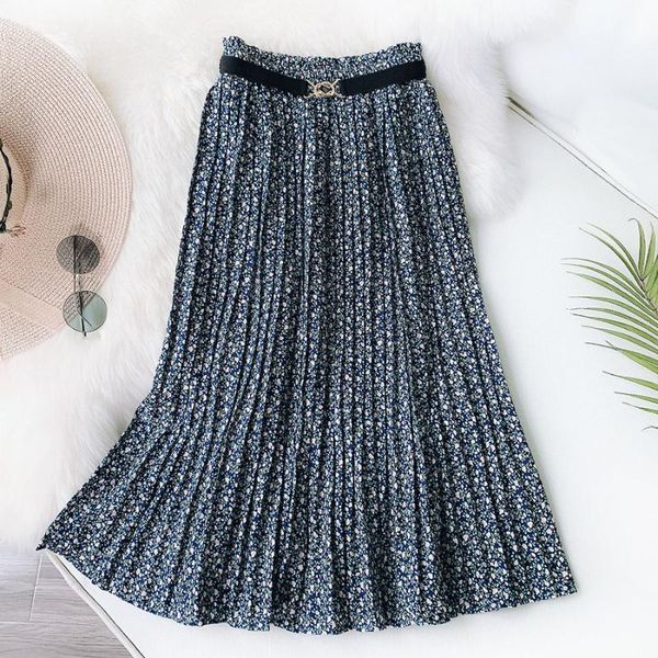 

skirts 2021 woman summer floral skirt pleated for women, Black