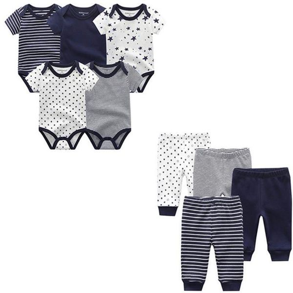 

clothing sets 9pcs/lot born baby clothes 100% cotton rompers+ pants jumpsuit girl ropa toddler, White