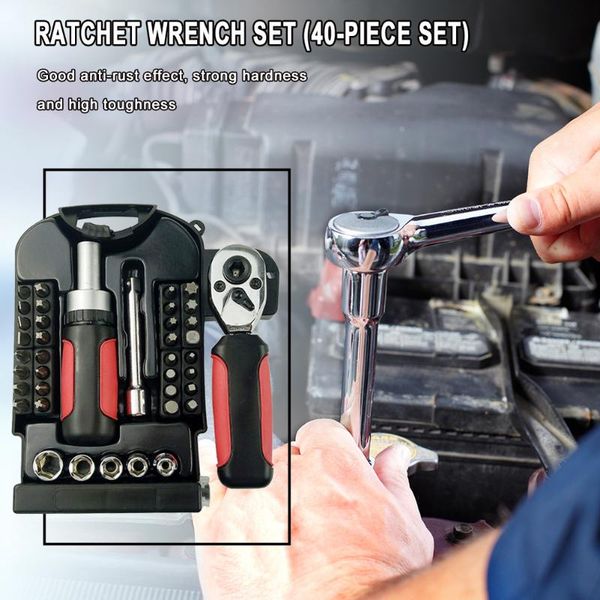 

40pcs combination ratchet wrench tool set car bicycle repair torque ratchets strap professional hand sets