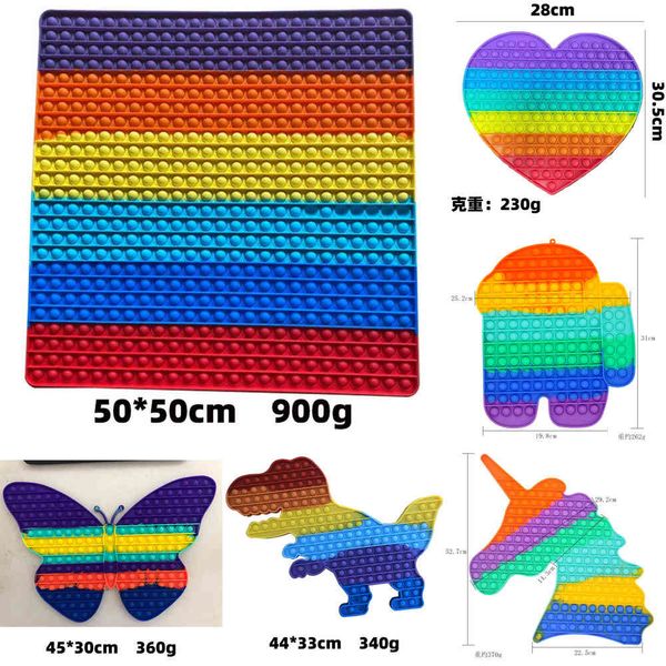 

50cm 40cm giant rainbow push bubble poppers square mega jumbo super big size sensory fidget bubbles finger puzzle dinosaur unicron butterfly