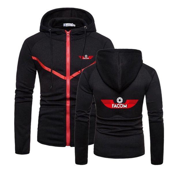 

men's hoodies & sweatshirts facom men 2021 zipper quality fitness solid color style muscle sportswear high street hooded zip up, Black