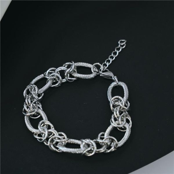 

link, chain fashion simple bracelet women cold wind men and knotted thorny, Black