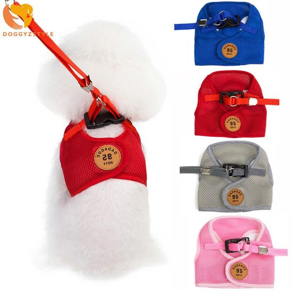 

dog collars & leashes harness and leash set soft breathable puppy vest cat mesh pet chest strap outdoor walking leads wholesal