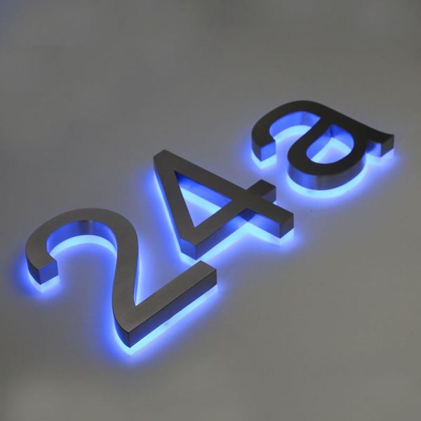 

brushed/mirror blue backlight house numers backlit led letters polished channel door light up number other hardware
