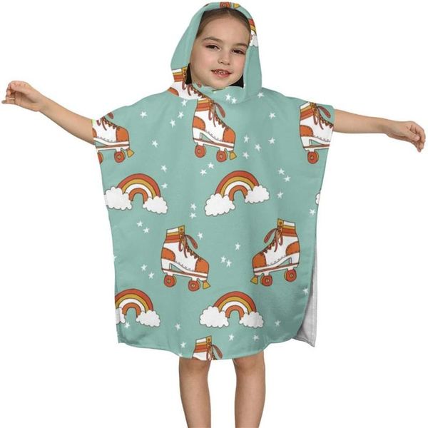 

towel roller skate retro rainbow kids hooded bath for children
