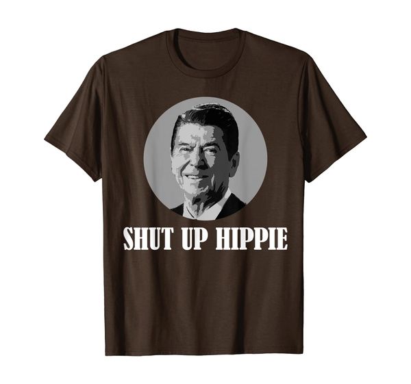 

shut up hippie ronald reagan anti-liberal conservative t-shirt, White;black