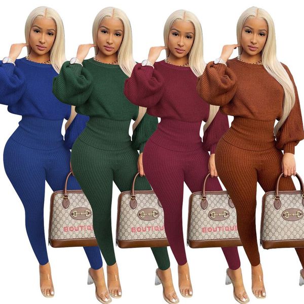 

women's two piece pants fall winter streetwear outfits long sleeve skinny suits soild, White