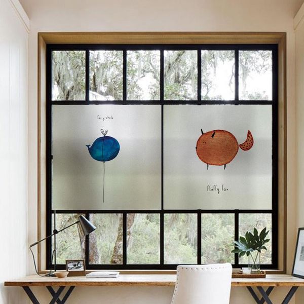 

custom size cartoon flamingo whale animal window sticker electrostatic drop- film for bathroom kitchen living room 120cm stickers