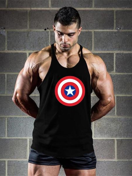 

brand fitness men gym tank clothing vest muscle sleeveless singlets fashion workout sports shirt mens bodybuilding, White;black