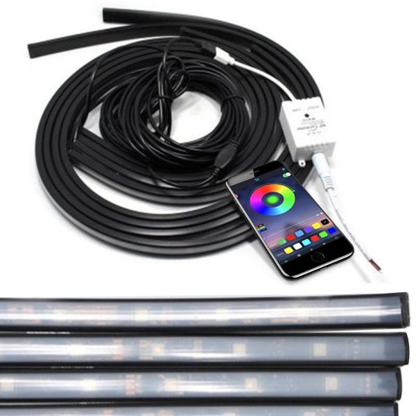 

interior&external lights 4pcs 12v ip65 bluetooth app control rgb led strip under car 60 90 cm tube underglow underbody system neon light dro