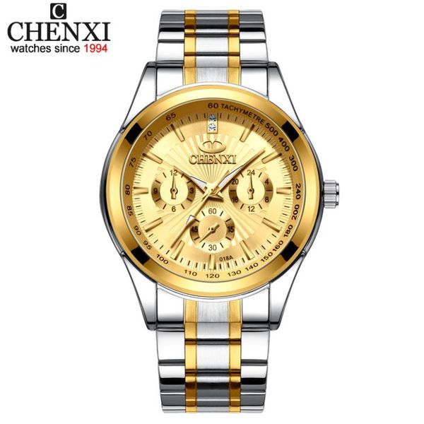 

wristwatches chenxi men watches men's quartz watch full steel man fashion business clock male relogio masculino, Slivery;brown