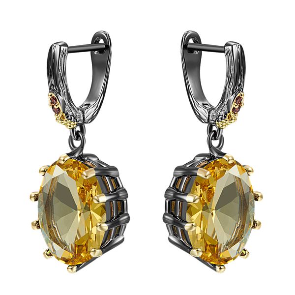 

christmas gift setting big golden zirconia dangle & chandelier earrings women's party jewellery 2 tone black beautiful jewelry, Silver