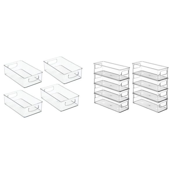 

storage bottles & jars 4pcs refrigerator organizer bins - stackable fridge organizers with 8pcs plastic food