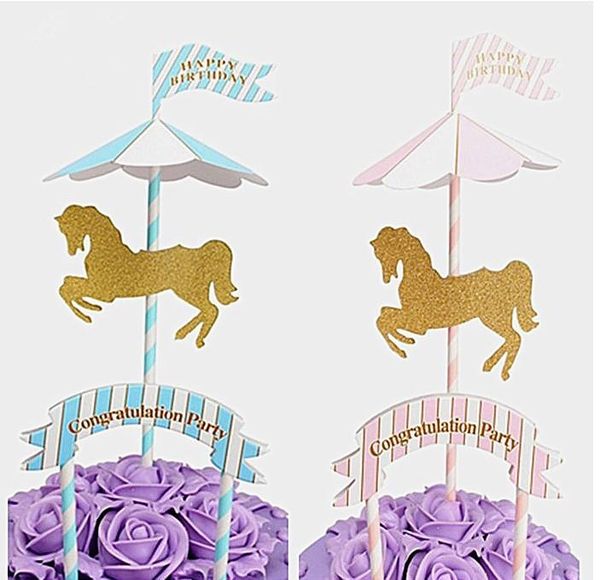 

sashes pink blue cartoon carousel theme flag party decoration baby shower birthday banner wedding supplies