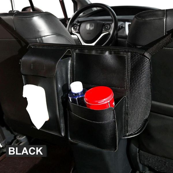 

car organizer multi-pocket faux leather seat back storage bag phone towel cup