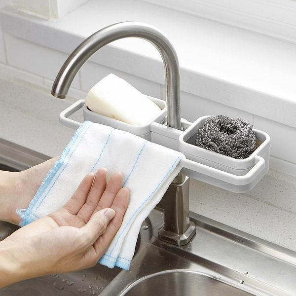 

hooks & rails kitchen drain rack portable adjustable towel sponge storage shelf plastic soap drainer racks for household organizer