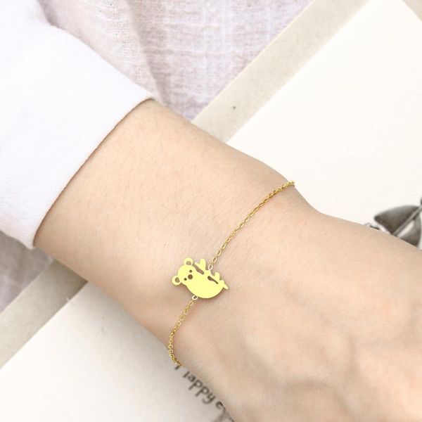 

link, chain cute koala bracelets for women simple fashion animal stainless steel bracelet jewelry 2021, Black