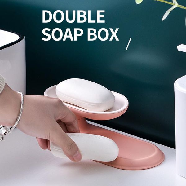 

soap dishes box rotating double layer pp nordic double-layer suction cup draining case holder for bathroom dish shelf storage