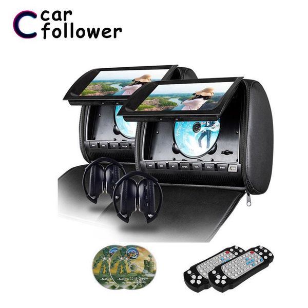 

car video 2pcs 9 inch 800x480 zipper cover tft lcd dvd headrest screen with ir fm usb sd speaker game mp5 monitor