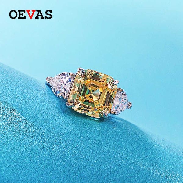 

oevas sparking high carbon diamond party rings for women 100% 925 sterling silver wedding engagement jewelry gifts, Golden;silver