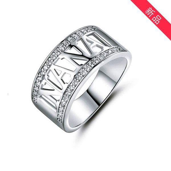 

ring beset selling plated gift nana grandmother ring platinum plated diamond alloy, Silver
