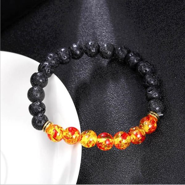 

volcanic stone colorful chakra energy yoga beads bracelet beaded, strands, Black