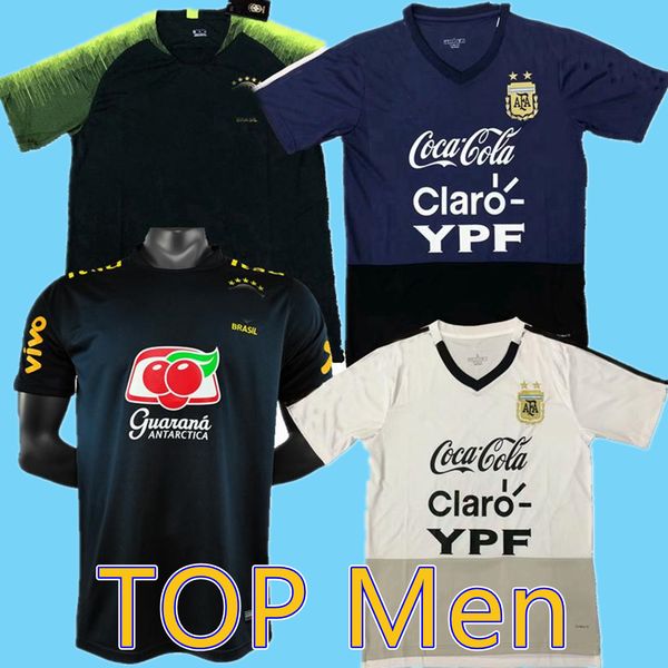 

new 2019 2020 2021 argentina soccer wear casual t shirts football national team training jerseys shirt, Black;yellow