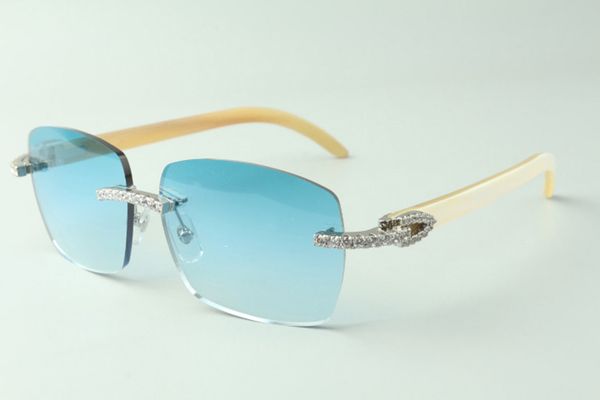 

classic endless diamond sunglasses 3524025 with white buffalo horn arms glasses, direct sales, size: 18-140 mm, White;black