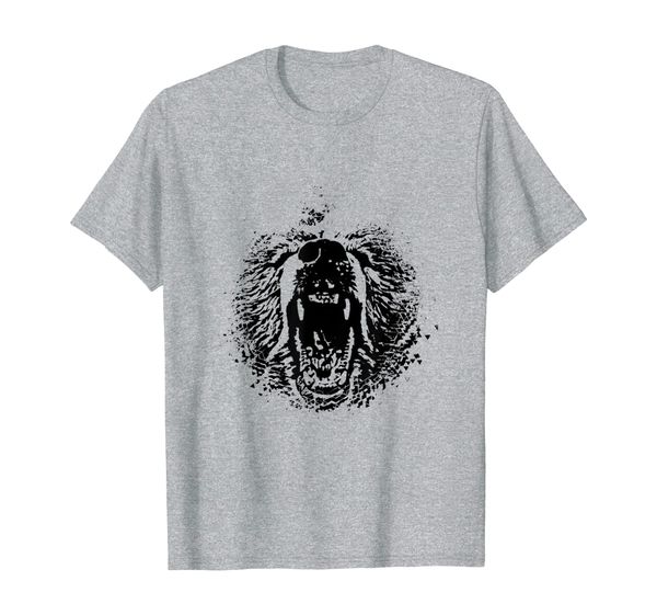 

grizzly tee cool bear head shirt cute teeth claws strength t-shirt, White;black