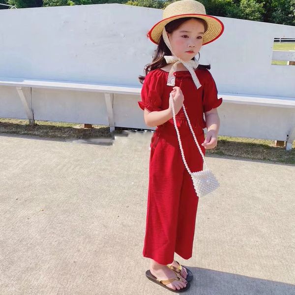 

summer girls clothing sets bow wrinkled one-shoulder + extra points pants 2pcs baby kids clothes suit children clothing, White