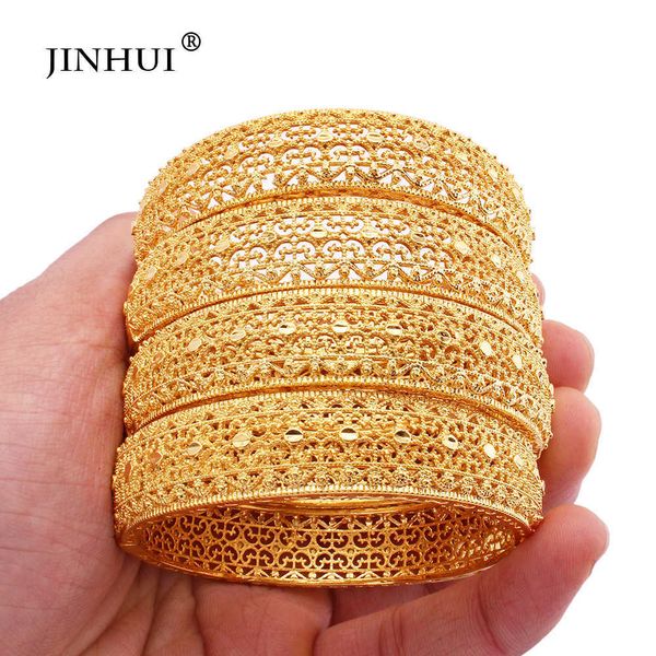 Africano all'ingrosso 24k placcato oro può aprire braccialetti gioielli gioielli Dubai braccialetto indiano regali di nozze per le donne bracciali Q0717