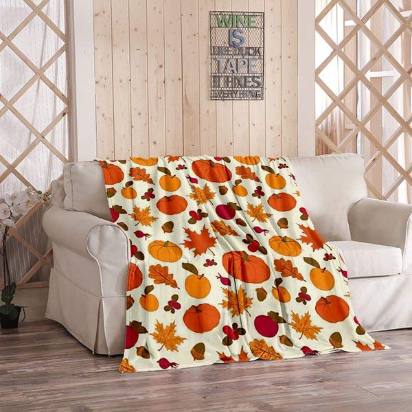 

Ajckly Thanksgiving Throw Blanket, Autumn Pumpkin Festival Harvest Leaf Abstract America American Home Soft Flannel Cozy Warm