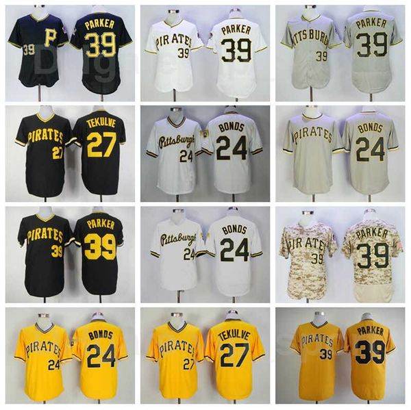 

vintage 1979 retror baseball 24 barry bonds jersey 27 kent tekulve 39 dave parker black white yellow grey pullover flexbase cool base