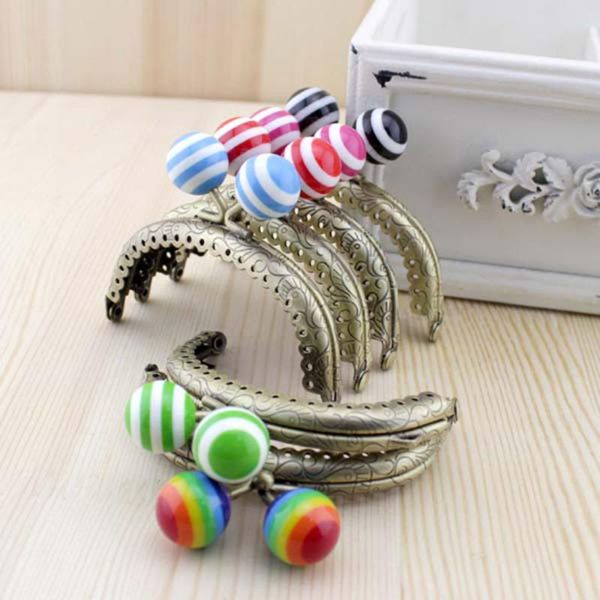 

bag parts & accessories 10pcs 8.5cm press lollipop metal frame for coin purse handbag diy, Black